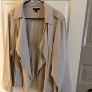 Khaki long sleeved open front blazer